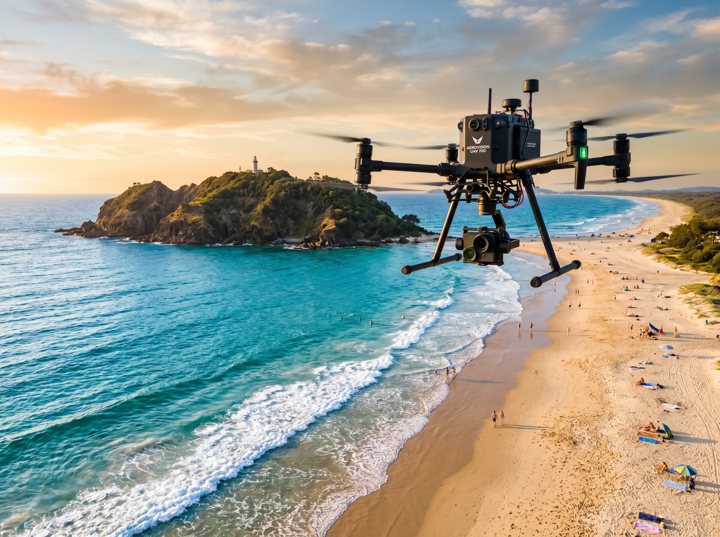 Drone surveillance over Australian coastline